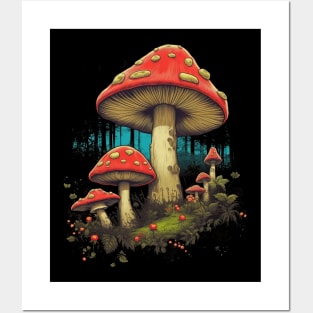 Red Mushrooms in the Forest Posters and Art